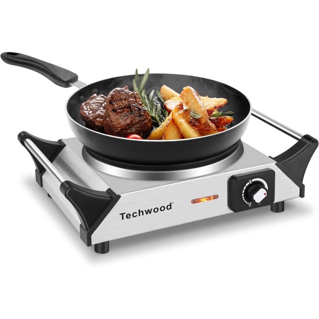 Hot Plate W Portable Electric Stove for Cooking Countertop Dual Burner with Adjustable Temperature & Stay Cool Handle .\uD Cooktop for Home/RV/Camp Compatible for All Cookwar