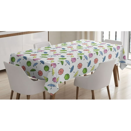 

Umbrella Tablecloth Cartoon Style Umbrella in Different Colors Autumn Theme Rainy Weather Doodle Rectangle Satin Table Cover Accent for Dining Room and Kitchen 60 X 90 Multicolor by Ambesonne
