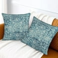 thumbnail image 6 of Teal Boho Pillow Covers 20x20 Set of 2, Bohemian Carpet Pattern Outdoor Decorative Throw Pillows Linen Ethnic Design Rustic Farmhouse Cushion Cases for Couch Sofa Decor, 6 of 6