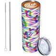 thumbnail image 4 of Zebra Flowers Rainbow Neon Stainless Steel Slim Insulated Water Bottles Tumbler with Lid and Straw, Leak Proof Water Bottles for Kids Girls Boys Men Women, 4 of 6