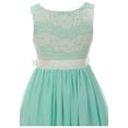 thumbnail image 4 of Little Girls Elegant Round Neck Chiffon Summer Wedding Birthday Party Flower Girl Dress Mint 4 (2J1K38S), 4 of 5