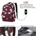 thumbnail image 6 of Mosiso 15.6 Inch Laptop Backpack, Business Travel Backpack Anti Theft Casual Daypack Bag with USB Charging Port, Polyester Backpack for Women & Men, Red Camellia, 6 of 7
