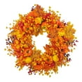 thumbnail image 5 of Fall Wreath for Front Door Outside 18 Inch Autumn Wreath with Pumpkin Maple Leaf Garland for Halloween Thanksgiving Farmhouse Front Porch Patio Decoration Seasonal Home Decor, 5 of 7