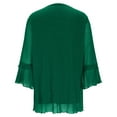 thumbnail image 4 of CheerKidz Women Ruffled Glitter 3/4 Sleeve Elegant Collar Double Layer Mesh Blouse Party Wear Comfortable Lightweight Fashionable Trendy Womens Tops(Green,XL), 4 of 5