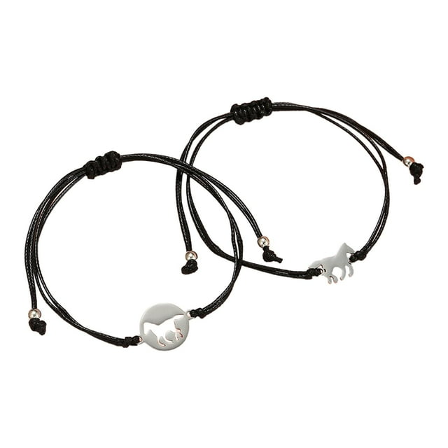 Pulseras jinwen para el Día de la Madre 2 Pulseras de cuerda Acero inoxidable ajustable 12cm a 32cm