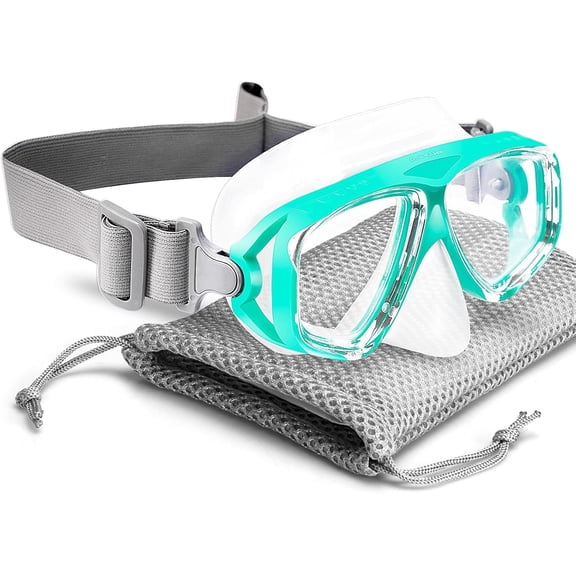 Swim Goggles With Nose Cover Fabric Strap Dive Snorkel Mask for (4-16) Snorkeling Gear Swimming Mask