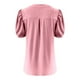 thumbnail image 4 of Camiseta ajustada de mujer a la última: cuello en V, mangas abullonadas, nailon y spandex, informal de verano para ir al trabajo., 4 of 5