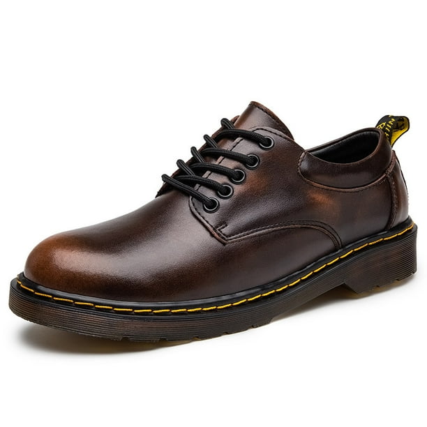 Zapatos de hombre, zapatos para exteriores, tecnología de color frotado a mano, zapatos de hombre de cuero de vaca, suela de material transparente, zapatos de hombre con cordones