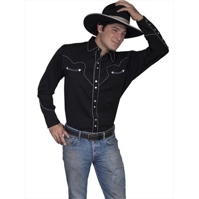 mens western shirt black