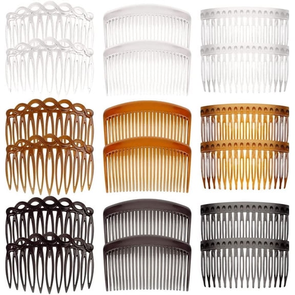 18 Pieces French Side Combs, Plastic Side Hair Twist Decorative Comb with Teeth, Hair Combs Slides Hair Clips Accessories for Women Bridal Wedding Veil Girls Thick and Fine Hair