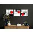 thumbnail image 4 of Modern Geometric Red Abstract Prints Kitchen Decor Red Wall Art 3 PCS Black and White Red Decor Nordic Style Bathroom Picture Canvas Wall Art Abstract Artwork Decorations for Bedroom, 4 of 6