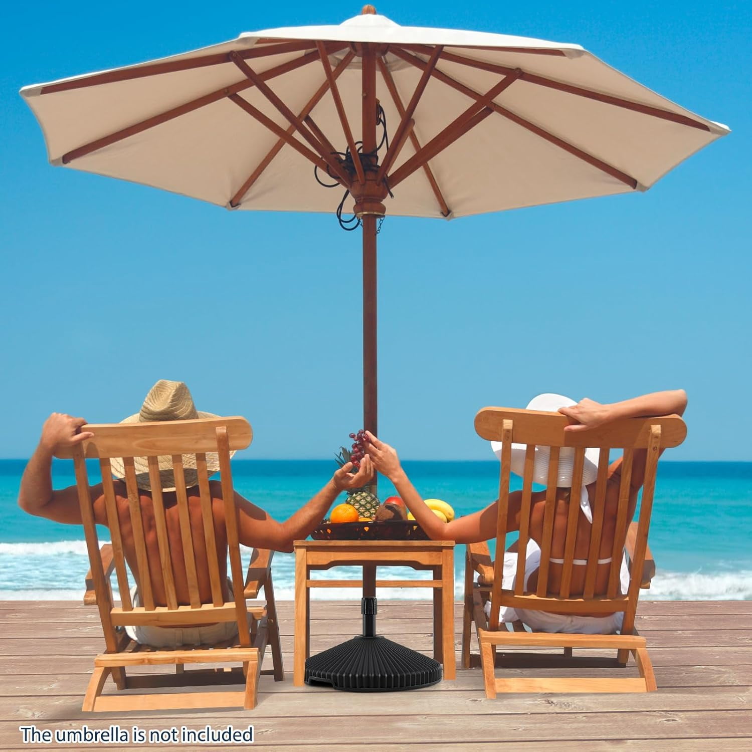 JFTER Round Umbrella Base, 55 lbs Water & Sand Filled Shell Shaped Patio Umbrella Weoghts, 3 Coupler Sizes for 6FT/ 7.5FT/10FT Market Umbrella Stand
