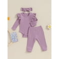 thumbnail image 3 of Bagilaanoe 3pcs Newborn Baby Girl Pants Set Long Sleeve Romper Tops + Leggings + Headband 3M 6M 9M 12M 18M Infant Casual Clothes, 3 of 9