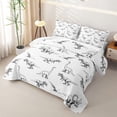 thumbnail image 3 of Feelyou Dinosaur Wildlife Quilt King for Men Boys, Vintage Line Art Prehistoric Animal King Coverlet Set, Black White, 3 Pieces, 3 of 7