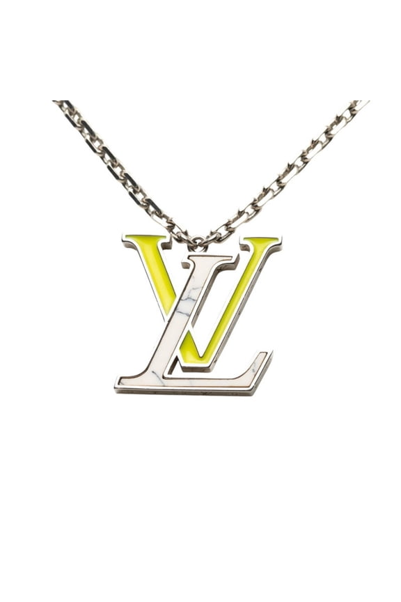 Pre-Owned Louis Vuitton Pendant LV Colors Chain Long Necklace M00526 Silver Yellow... (Good)
