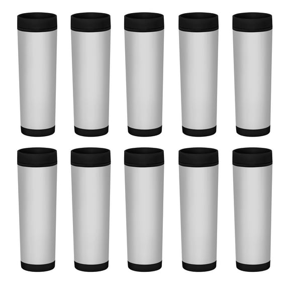 Slim Color Top Stainless Steel Travel Mug 16 oz. Set of 10, Bulk Pack - Perfect for Coffee, Soda, Other Hot & Cold Beverages - Black