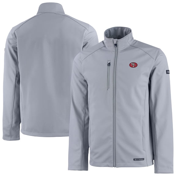 Men's Cutter & Buck Gray San Francisco 49ers Evoke Eco Softshell Recycled Full-Zip Jacket
