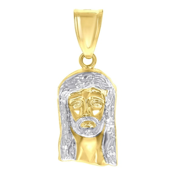 14k Two-tone Gold Mens Jesus Religious Charm Pendant for Men