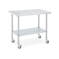 thumbnail image 1 of Table de Préparation en Acier Inoxydable 24x48 Pouces avec Roulettes, Table de Travail Mobile Commerciale Robuste avec Étagère Réglable et 4 Roulettes Verrouillables pour Restaurant, Garage, Atelier, 1 of 7