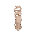 thumbnail image 2 of BLISSFUL STEP Women's Sandals Solid Color Mid Block Heels Lace up Sandals Nude 9, 2 of 7