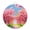 Pink, Green, Blue, variant on Round Welcome Sign, Pink Orange Purple Floral Metal Wall Art Hanging Decoration, Sunlight Trees Botanical Circlar Iron Sign Wall Decor for Front Door Home Porch Office Gifts, 6x6 In