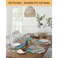 thumbnail image 5 of 13 Inch Round Placemats Set of 6, Spring Flowers Non Slip Heat Insulation PP Table Mats, Farmhouse Watercolor Teal Wood Grain Washable Place Mats for Kitchen Dining Party Table Decor, 5 of 7