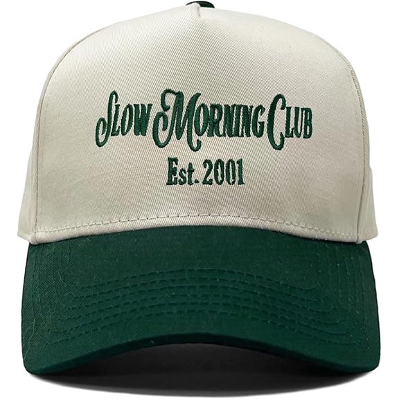 Slow Morning Club Hat, Retro Embroidered Trucker Cap for Women, Aesthetic Chill Vibes Baseball Hat, Vintage Style Weekend or Coffee Lover Gift