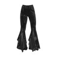 thumbnail image 3 of Prolriy Flare Bell Bottom Jeans for Women, Women's Gothic Dark Solid Color High Waist Bell Bottoms Pants for Women Black M, 3 of 8