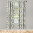 thumbnail image 3 of Ambesonne Grunge Curtains, Bullseye Hexagon Motifs, Pair of 28"x84", Navy Blue Orange Beige, 3 of 5
