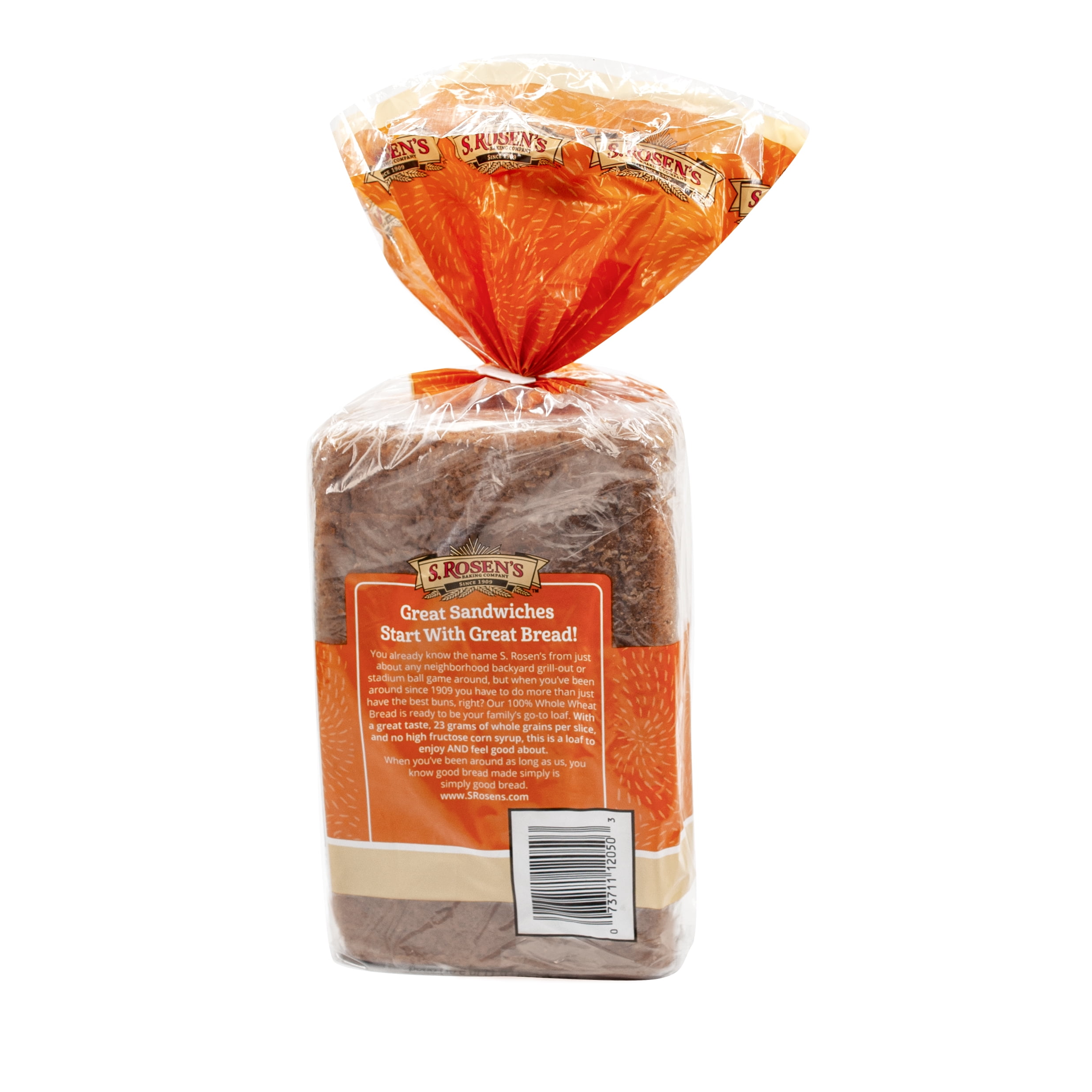 S. Rosen's 100% Whole Wheat Bread, 24 oz. Loaf, Fresh