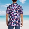 thumbnail image 4 of Pofeuu mushroom colorful Skull star Print Hawaiian Shirt for Men Sleeves Casual Button Down Summer Beach Dress Shirts T-Shirts,Medium, 4 of 7