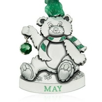 Personalized Birthstone Bear Birthday Month Sign Vintage Pewter Metal Christmas Ornament 2022 Year for Family (May (Emerald)) Gloria Duchin
