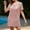 Pink, variant on Dresses for Women 2024 Women's Summer Sasual Short Sleeved Round Neck Solid Color Crochet Hollow Beach Dress Belted Ruffle Hem A-Line Flowy Midi Dresses
