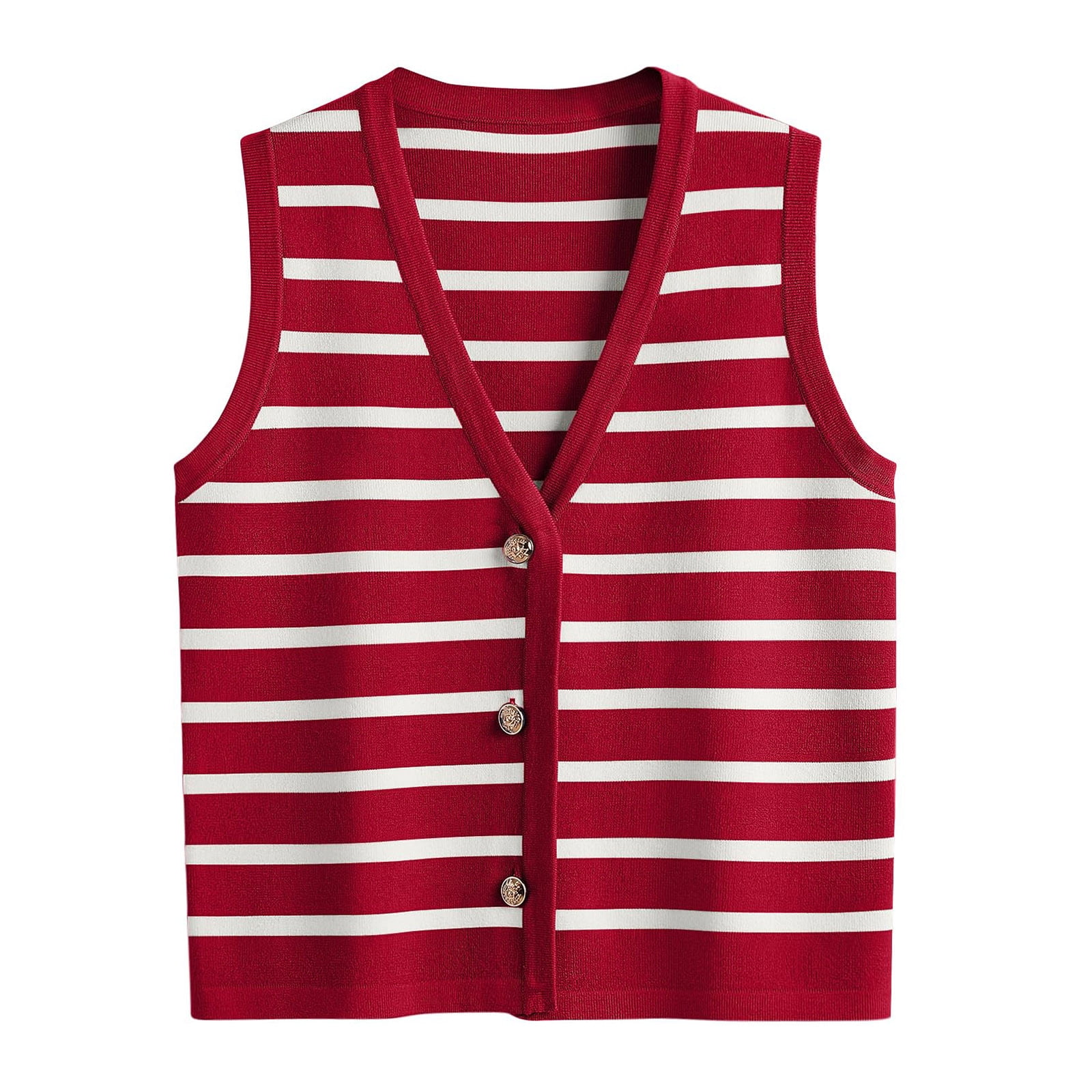 APEXFWDT Vest Tops for Women Striped Sweater Vest Fall Knit