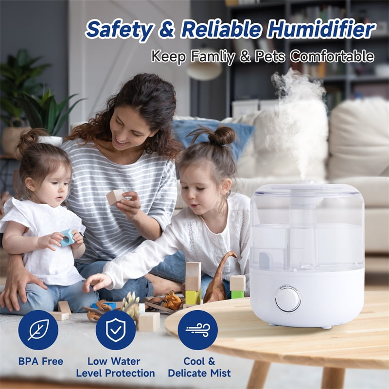 3L Humidifier, Cool Mist Humidifier for Babies, Bedroom, Nursery, Home and Office, High Precision Humidity Sensor, Plants, Large Capacity