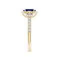thumbnail image 3 of ANGARA Oval Lab Grown Blue Sapphire Halo Engagement Ring for Women in 14K Yellow Gold (Size-7x5mm) | September Birthstone, Anniversary, Jewelry Gift for Women | Lab-Grown Blue Sapphire Ring, 3 of 8