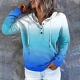 thumbnail image 5 of Daznico Women's Street Style Gradually Changing Color Button Collar Pocket Drawstring Casual Sports Hoodie,Size XL, 5 of 5
