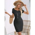 thumbnail image 4 of Women'S Summer Casual Knit Dress Short Sleeve Crewneck Slim Fit T Shirt Bodycon Dresses, 4 of 9