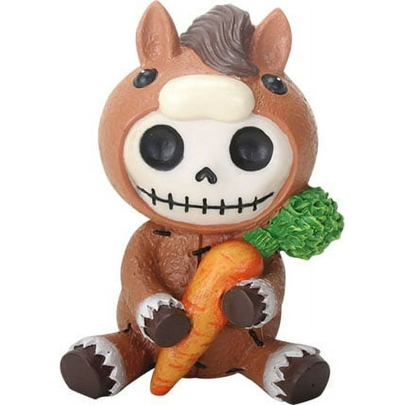Ebros Gift Furrybones Clyde Figurine Donkey Hooded Skeleton Monster & Carrot