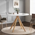 thumbnail image 2 of Soges Wood Round Dining Table for Kitchen Dining Room, 39.4inch Modern Dining Table with Metal Legs, Oak, 2 of 10