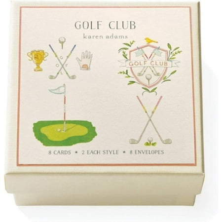 Karen Adams "Golf Club" Gift Enclosure Box of 8 Assorted Cards with Vellum Envelopes