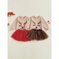 thumbnail image 3 of BemeyourBBs Toddler Baby Girl Christmas Outfit Reindeer Long Sleeve Sweatshirt and Tulle Tutu Skirt 2 Piece Set Xmas Clothes, 3 of 9