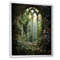 thumbnail image 2 of Designart "View of Floral Gothic Church Windows V" Floral Framed Wall Art - Traditional Green Window Entryway Framed Wall Art, 2 of 6