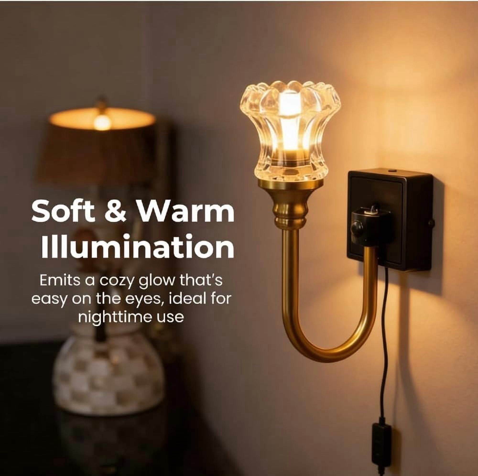 Flower Candle LED Vintage Plug in Night Light, Flower Candle LED Night Light Plug Into Wall, Retro Soft Warm Plug-in Walls Nightlight, for Bedroom, Bathroom, Living Room