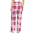 thumbnail image 3 of Pajama Pants Women, Hot pink plaid heart Sweatpants Soft Sleep Lounge Pants, Casual PJ Bottoms Pants with Pockets, 3 of 5