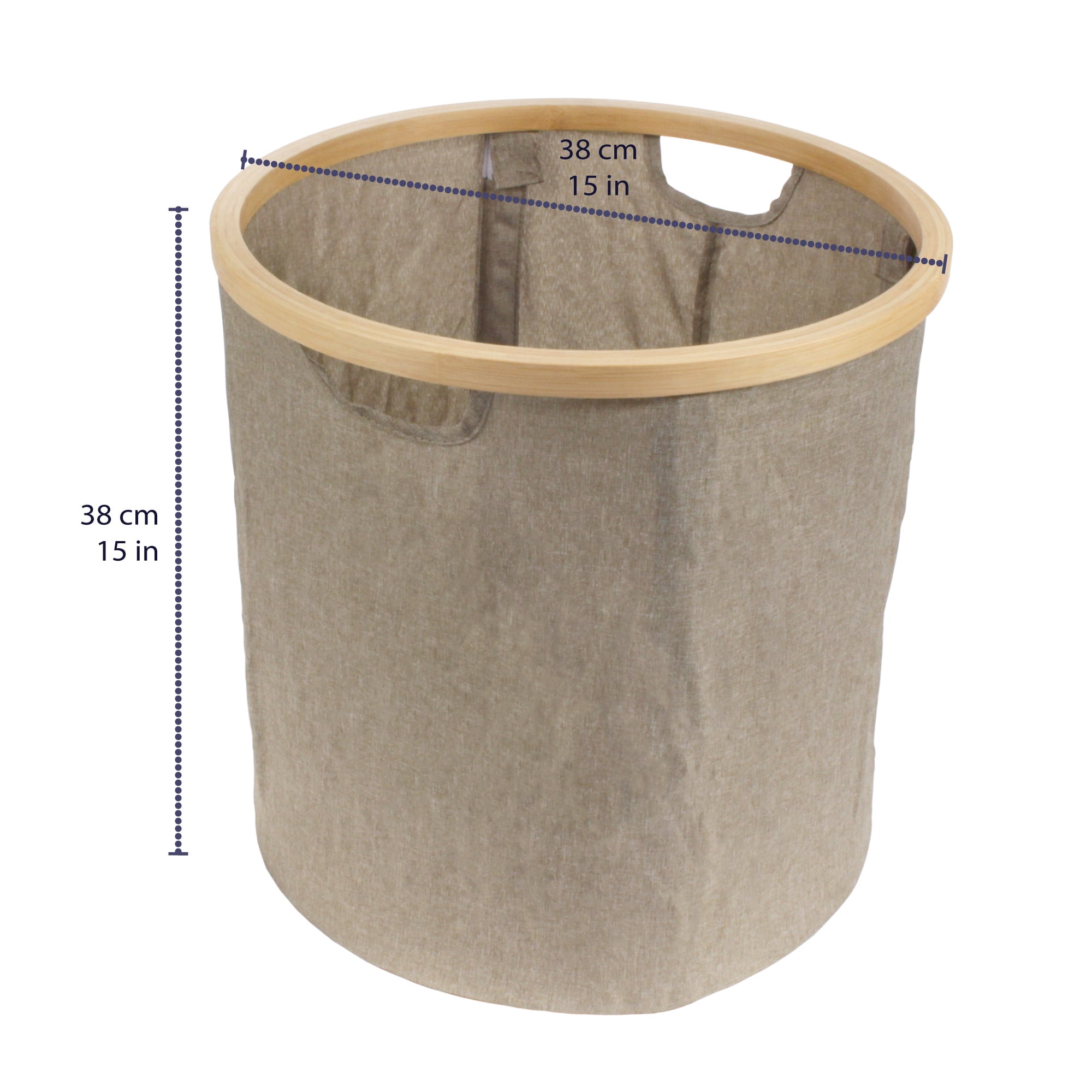 Foldable Bamboo Laundry Hamper without Lid - Decor Essentials for Any Room - Medium - Circular - Brown