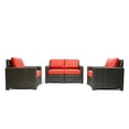 thumbnail image 1 of Krikacy 4-PCS Outdoor Wicker Modular Sofa Chair Set, All-Weather HDPE w/Thick Cushions, Orange, 1 of 6