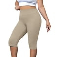 thumbnail image 6 of Women's Plus Size Yoga Workout Shorts, High Waist Butt Lifting Elastic Waistband, Solid Active Shorts for Running Gym Training | TruHer,Beige 2XL, 6 of 8