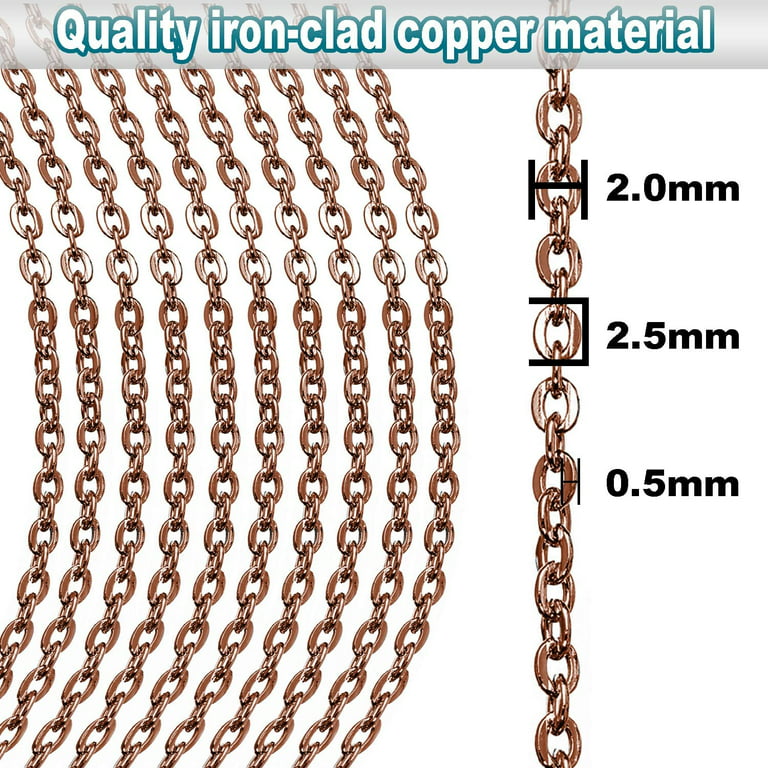 30ft Jewelry Making Chains Bulk 2mm Necklace Chains for Jewelry Making  Supplies, DIY Craft Earring Bracelet Making Findings, 3-Colors Gold Silver  Copper Plated Metal Rolo Cable Link Chain Rolls 