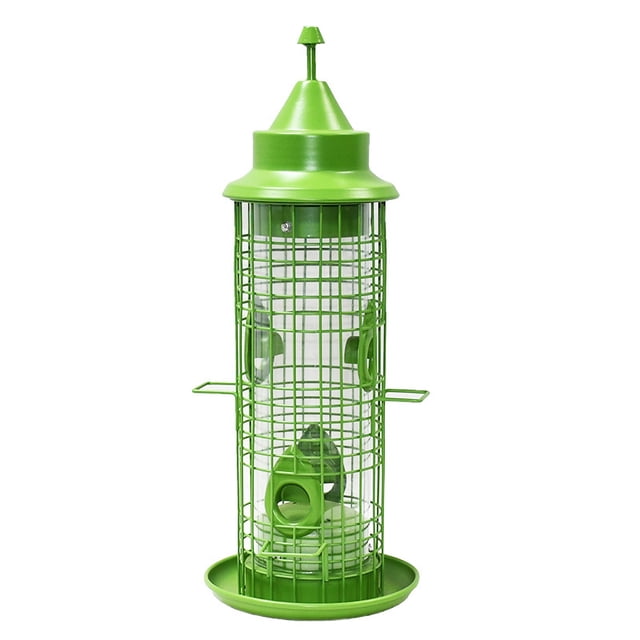 "Large 2.2lb Squirrel-Proof Hanging Bird Feeder with 360° View - Durable Metal & Weather-Resistant Design for Outdoor Use (Light Green)"
